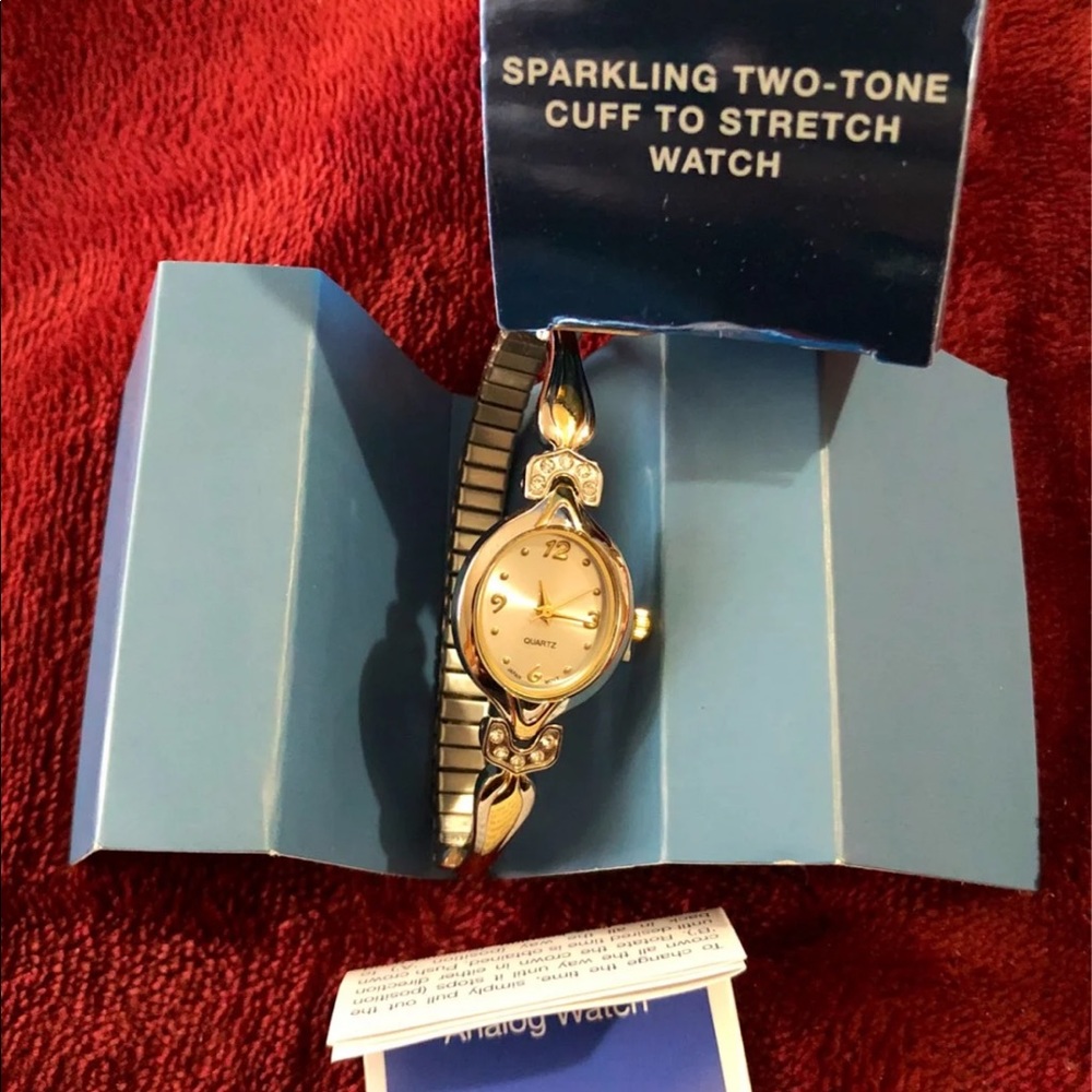 Avon Women’s Watch NWT Cuff Watch silver and gold tone